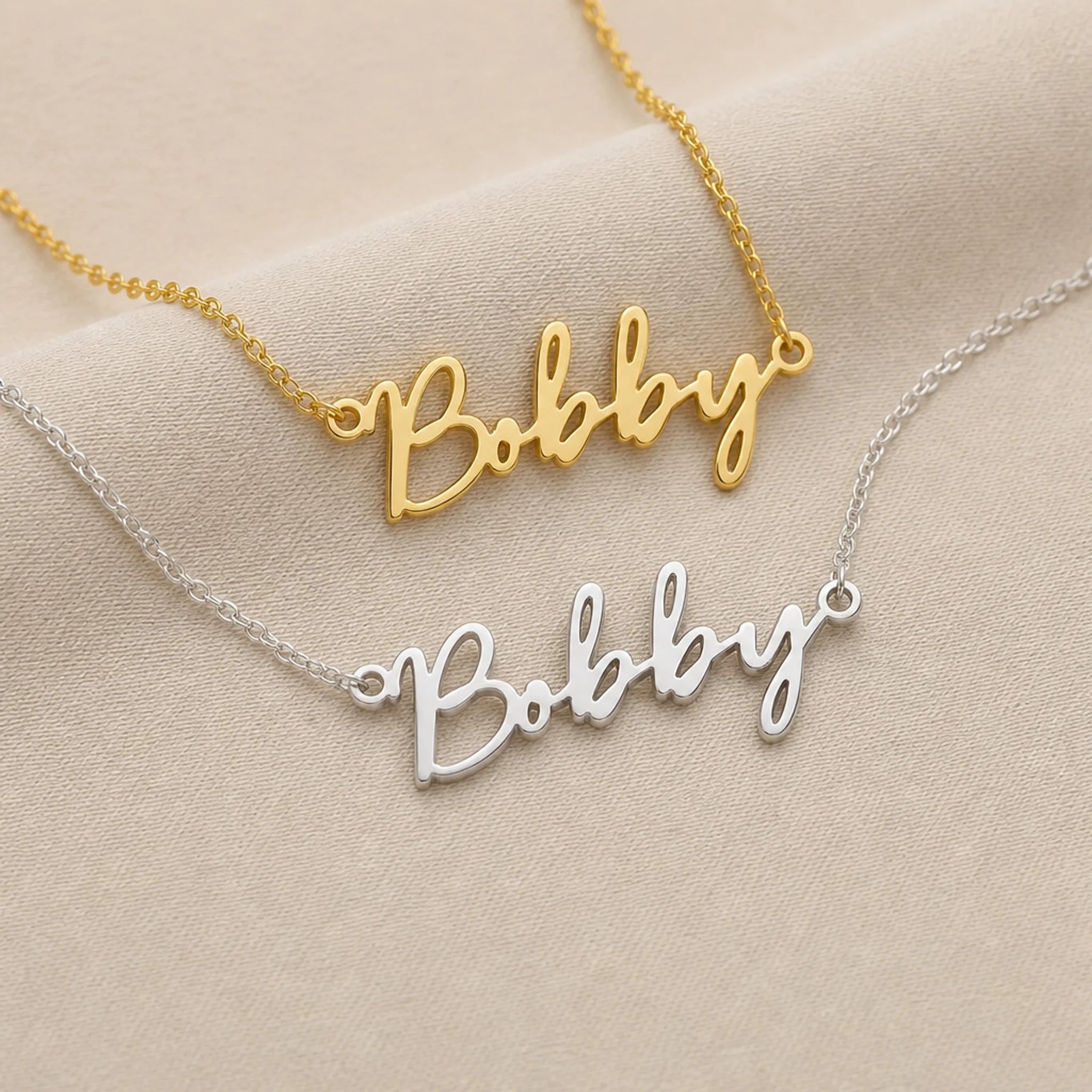 Bobby Name Necklace | 18ct Gold, Silver & Vermeil | Ready to Ship