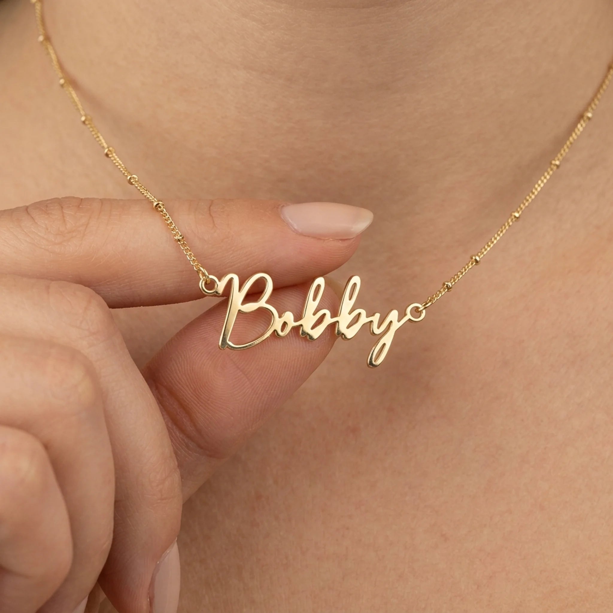 Bobby Name Necklace | 18ct Gold, Silver & Vermeil | Ready to Ship