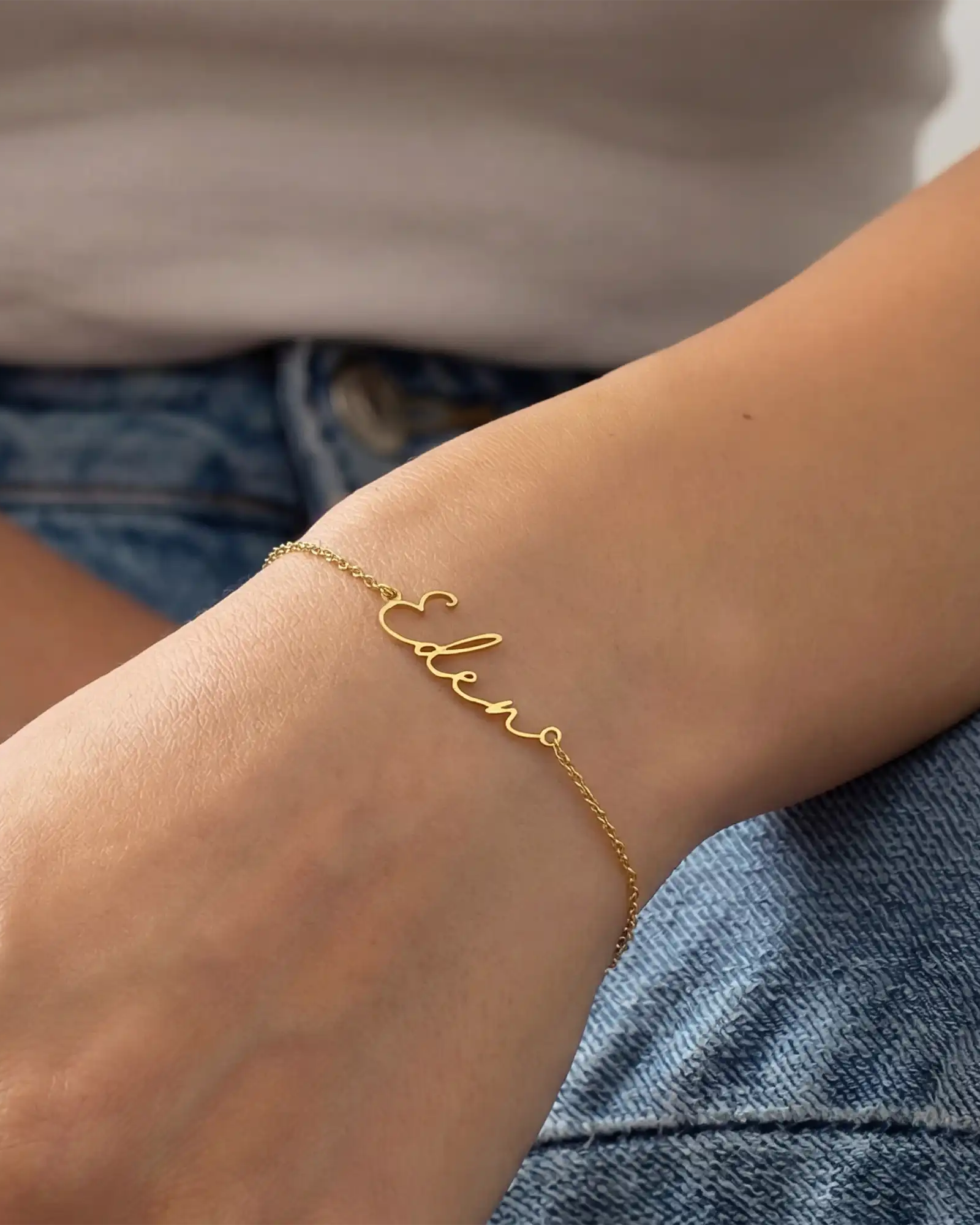 Bracelet Personalised Name Bracelet HBD Personalised Name Bracelet in Gold, Silver or Vermeil – Adjustable Custom Bracelet