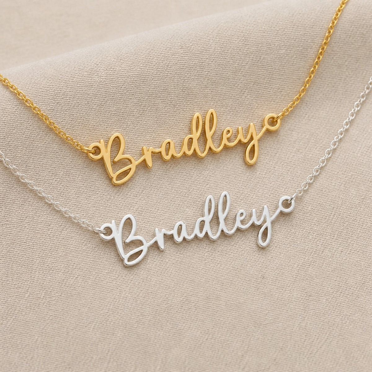 Bradley Name Necklace | 18ct Gold, Silver & Vermeil | Ready to Ship