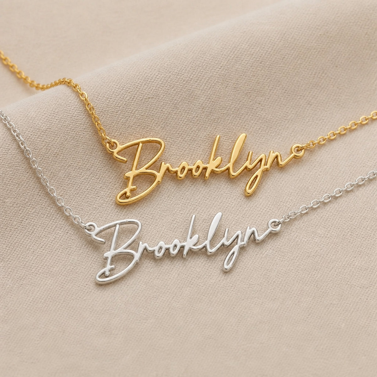 Brooklyn Name Necklace | 18ct Gold, Silver & Vermeil | Ready to Ship
