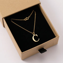 C Necklace | Initial & Letter C Pendant, Gold & Silver