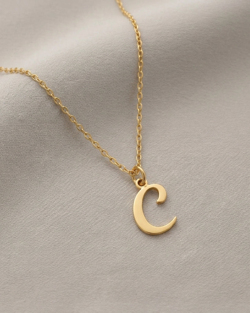 C Necklace | Initial & Letter C Pendant, Gold & Silver