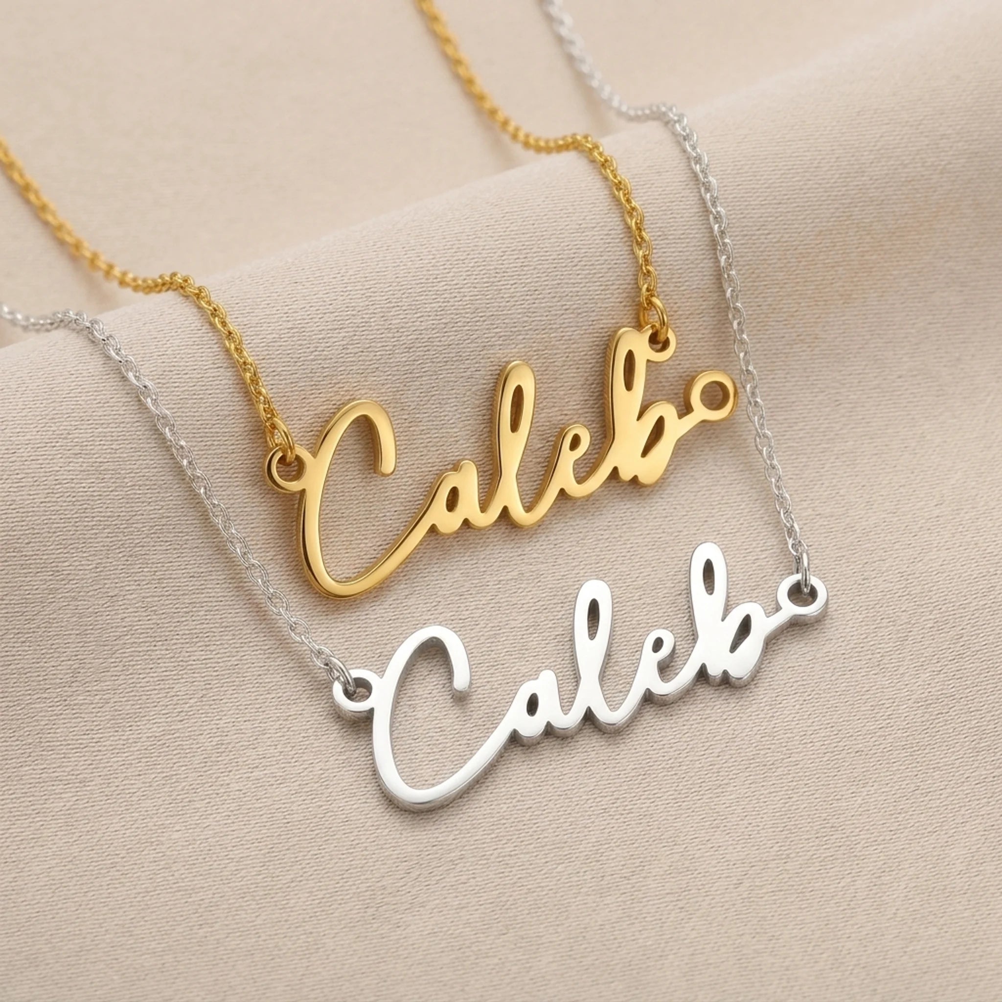 Caleb Name Necklace | 18ct Gold, Silver & Vermeil | Ready to Ship