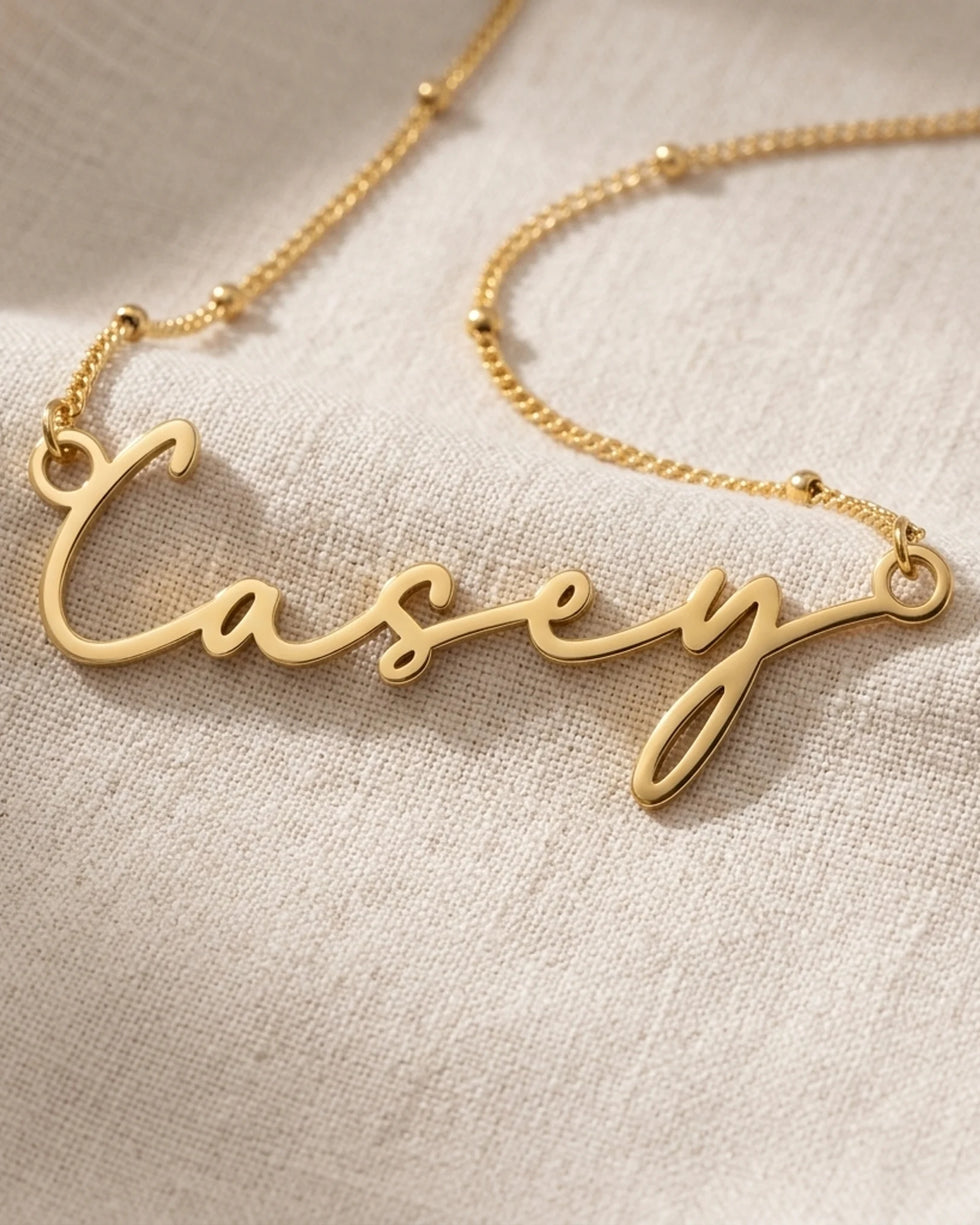 Casey Name Necklace | 18ct Gold, Silver & Vermeil | Ready to Ship