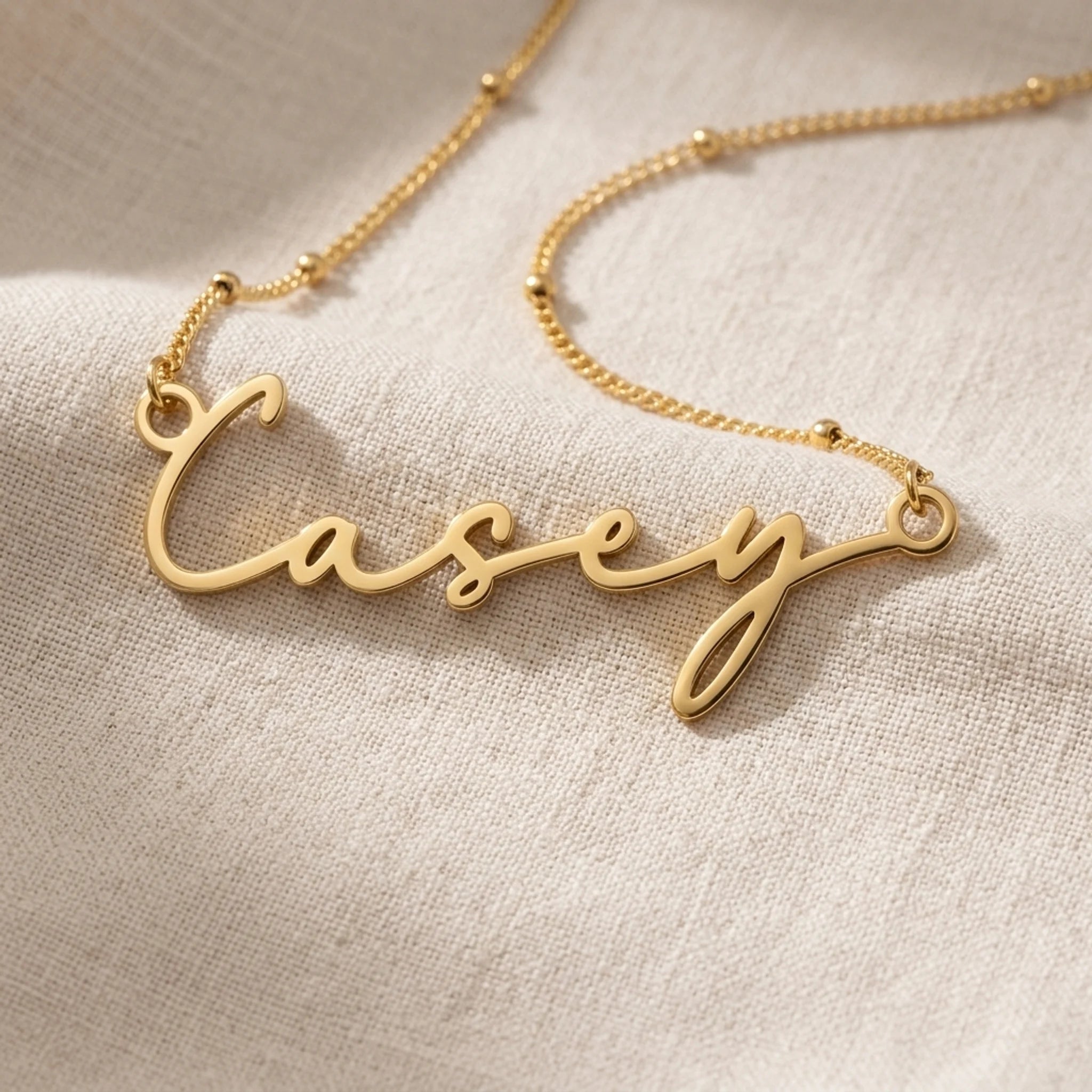 Casey Name Necklace | 18ct Gold, Silver & Vermeil | Ready to Ship