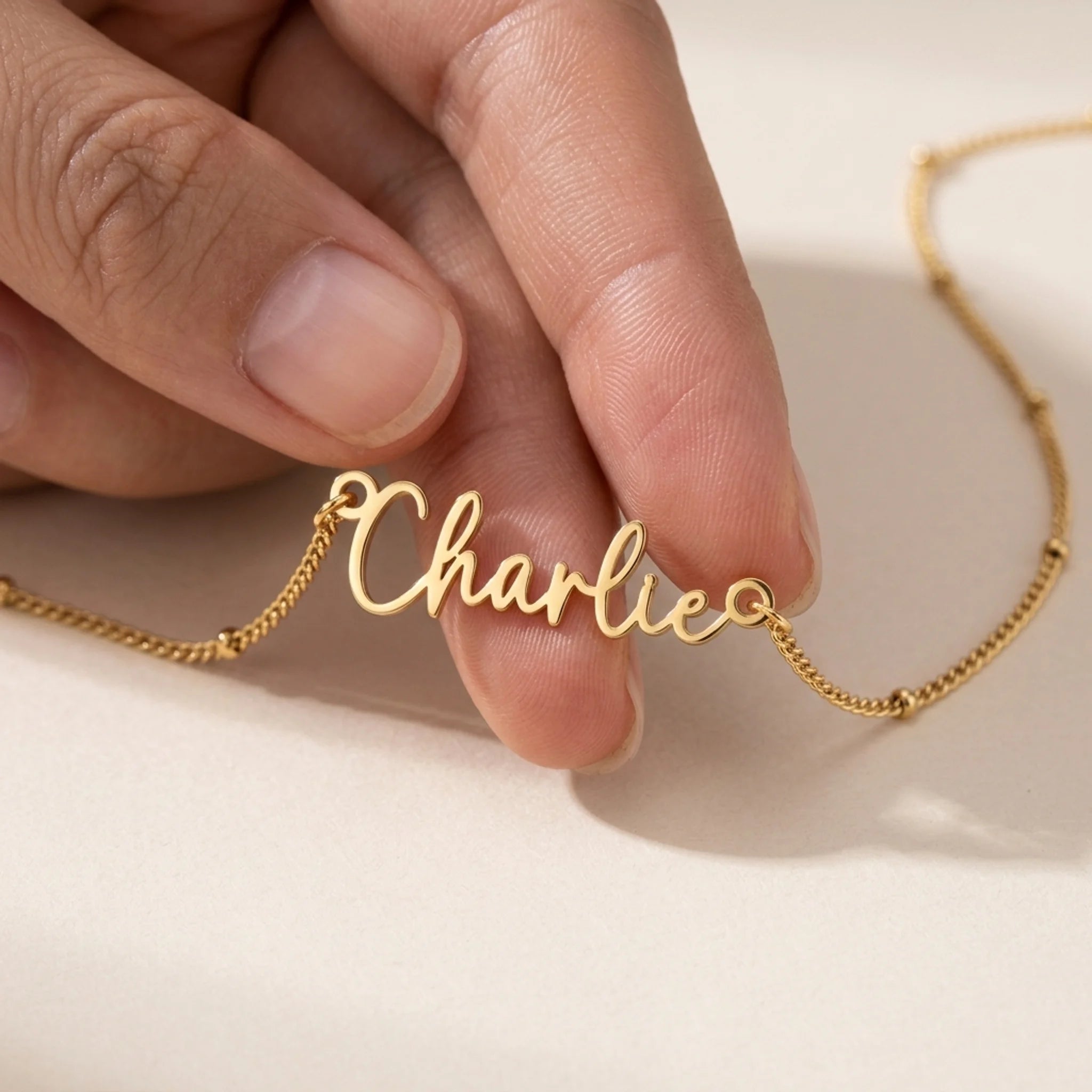 Charlie Name Necklace | 18ct Gold, Silver & Vermeil | Ready to Ship
