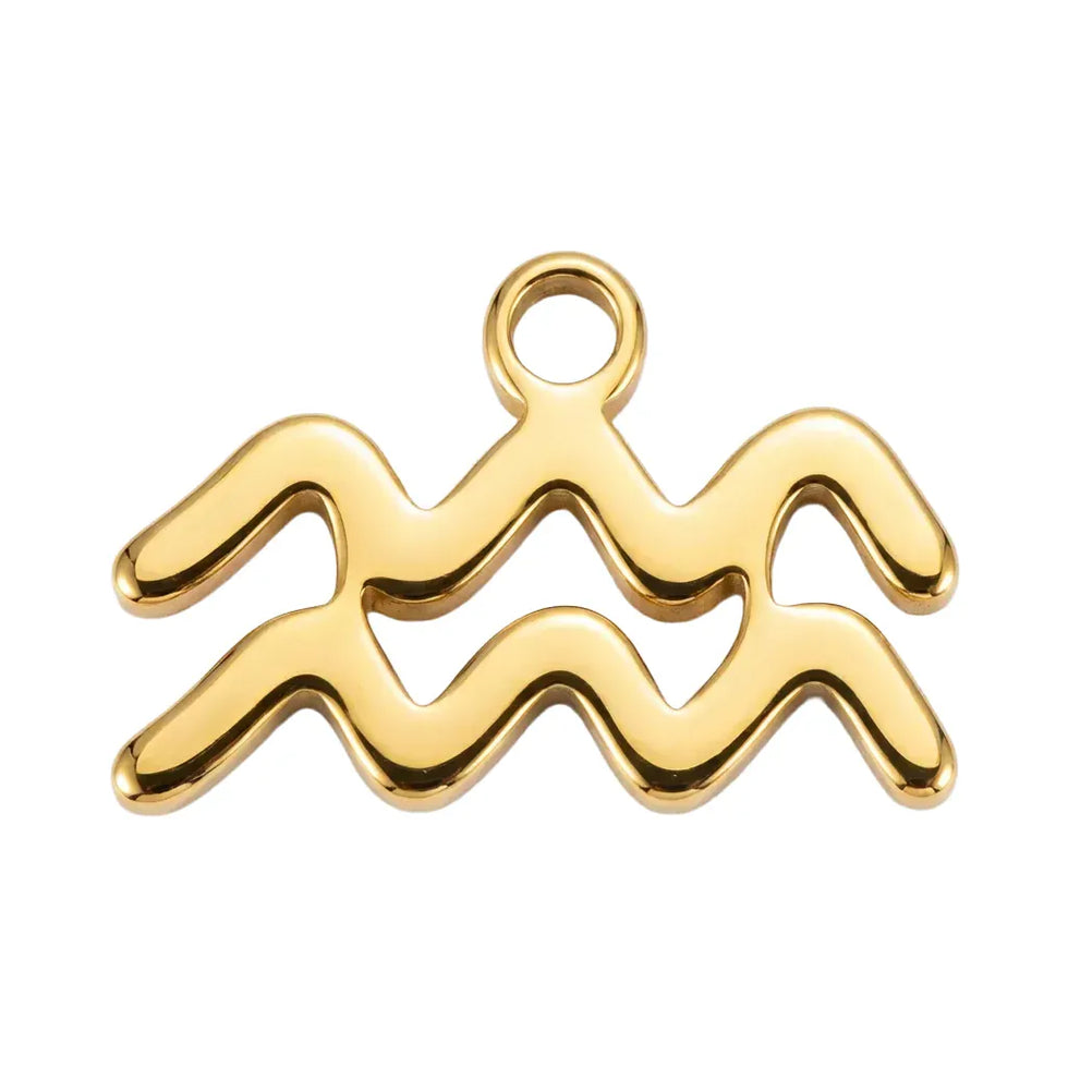Aquarius Zodiac | Gold or Silver Add-On Charm - HBD