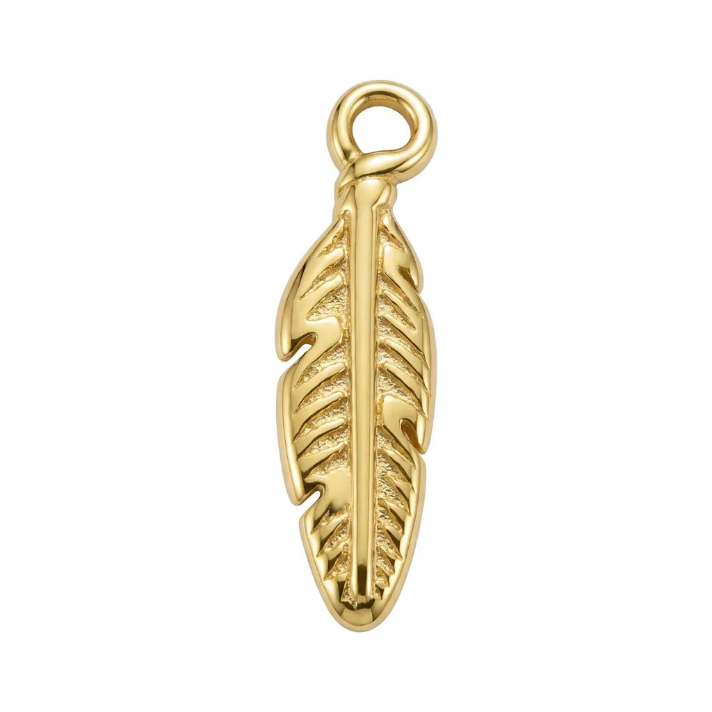 Charm Gold Feather Symbol Charm HBD Gold Feather Symbol Charm