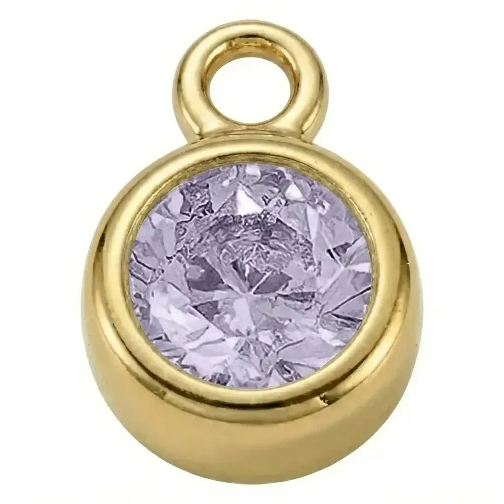 Charm Gold - June Light Amethyst Birthstone HBD Gold - June Light Amethyst Birthstone