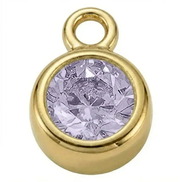 June Light Amethyst Birthstone Charm - gold