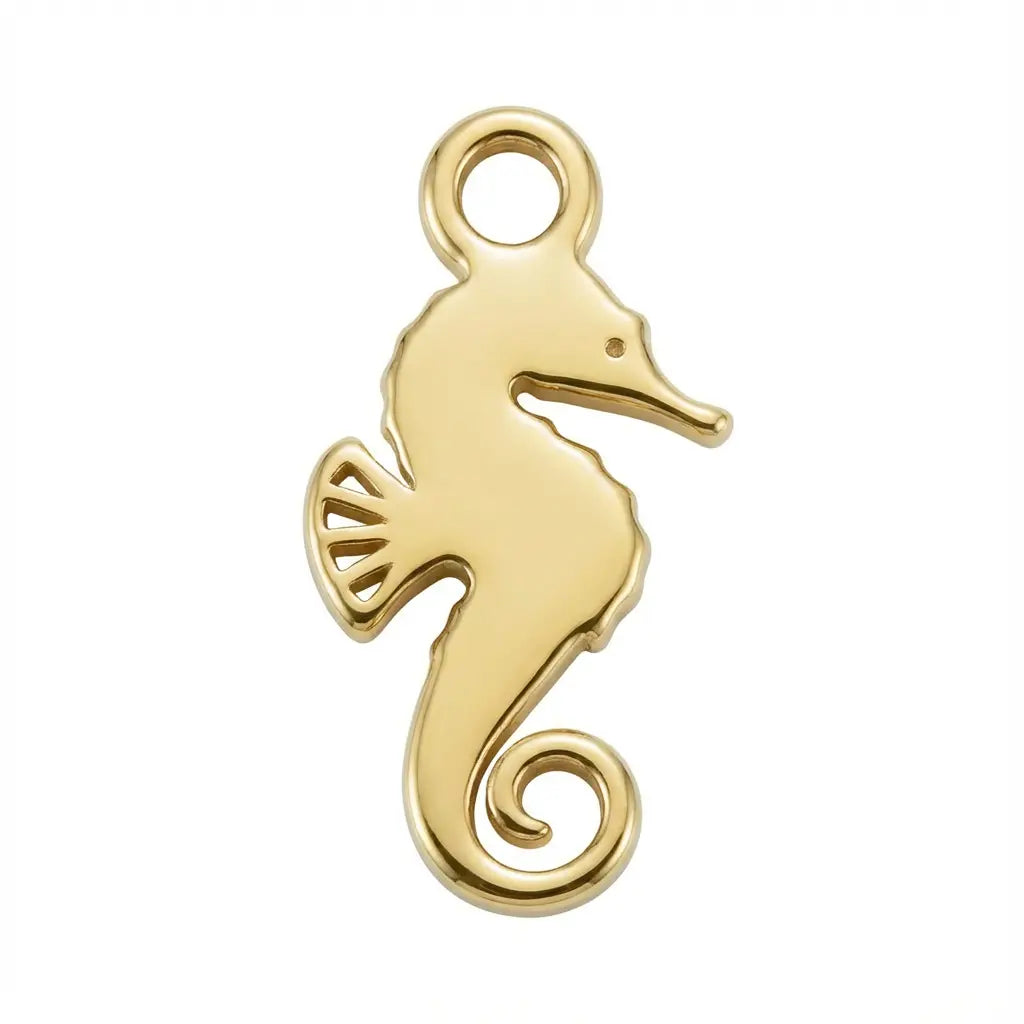 Charm Gold Seahorse Animal Kids Charm HBD Gold Seahorse Charm Add-On Charm for Necklaces & Bracelets - HBD