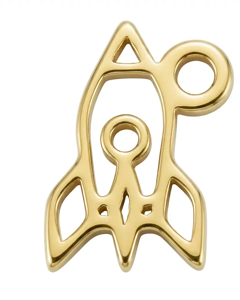 Space Rocket | Gold or Silver Add-On Charm - HBD