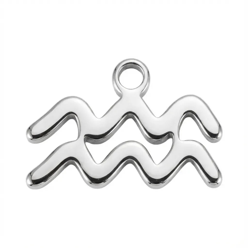 Charm Silver Aquarius Zodiac Charm HBD