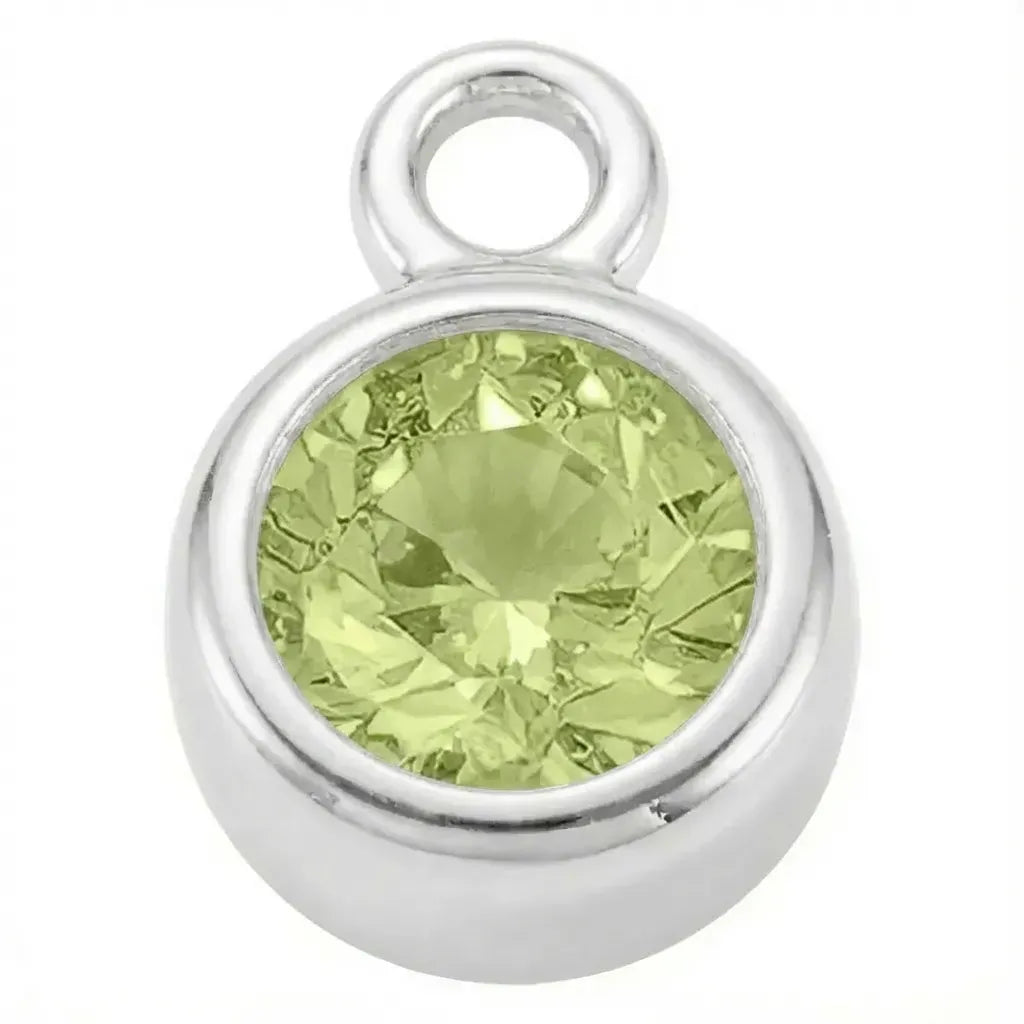 Charm Silver - August Peridot Birthstone HBD Silver - August Peridot Birthstone