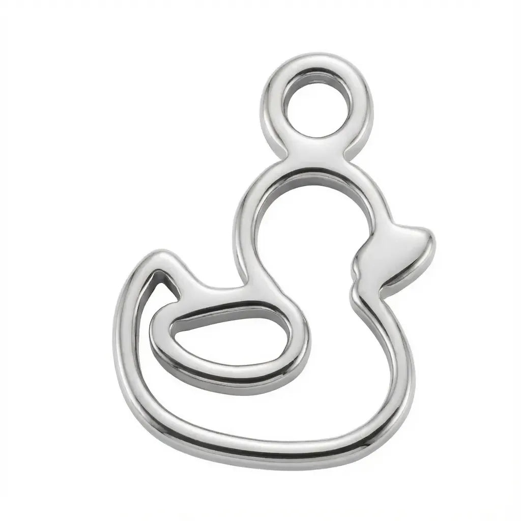 Charm Silver Duck Symbol Animal Charm HBD Silver Duck Add-On Charm for Necklaces & Bracelets - HBD