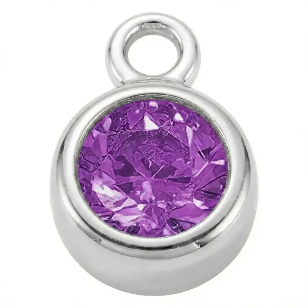 Charm Silver - February Amethyst Birthstone HBD Silver - February Amethyst Birthstone