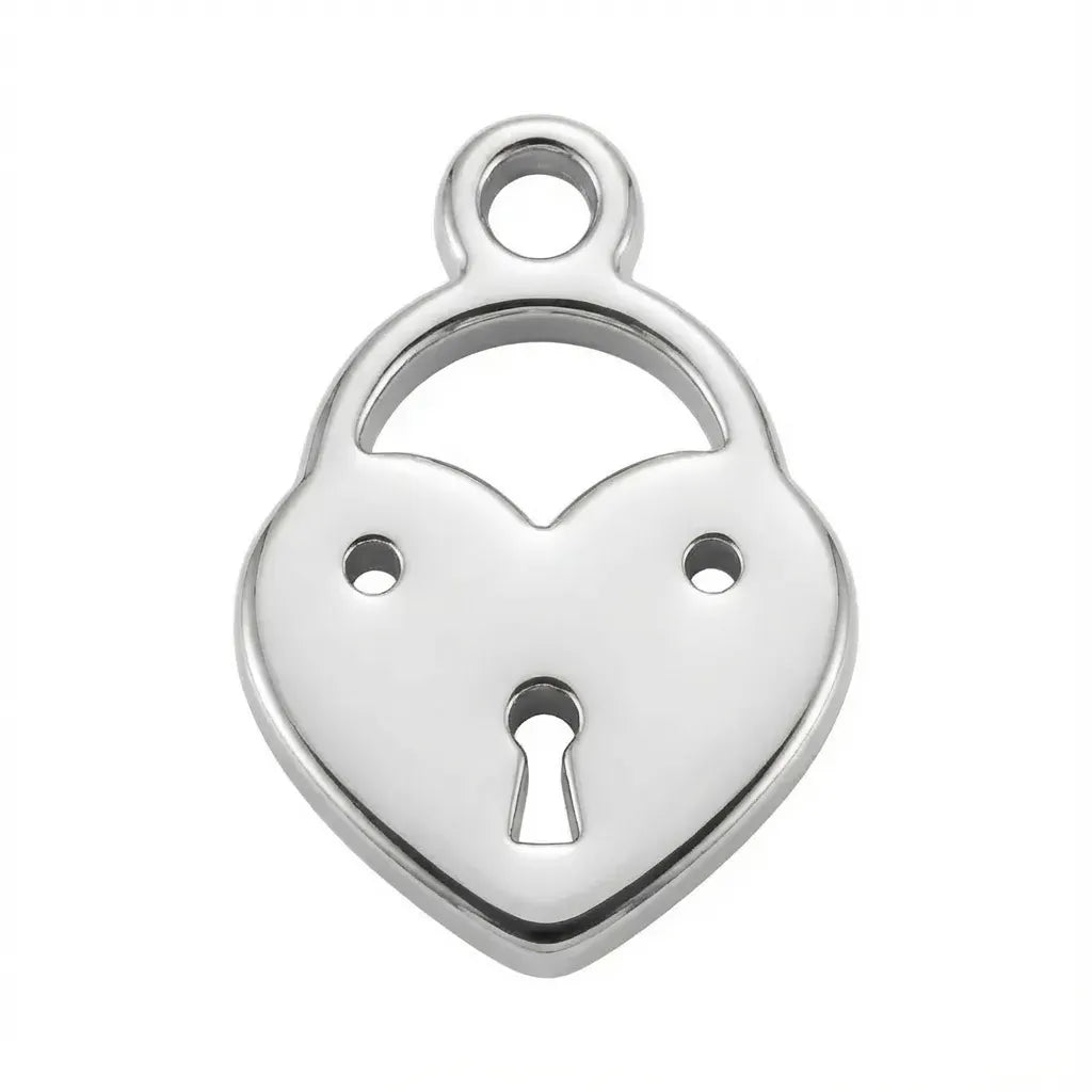Charm Silver Heart Love Lock Symbol Charm HBD Silver Heart Love Lock Add-On Charm for Necklaces & Bracelets - HBD