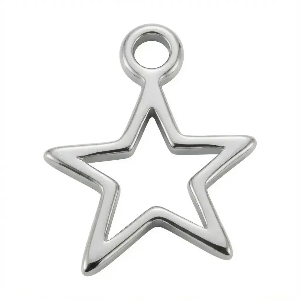 Charm Silver Hollow Star Symbol Charm HBD Silver Hollow Star Symbol Charm