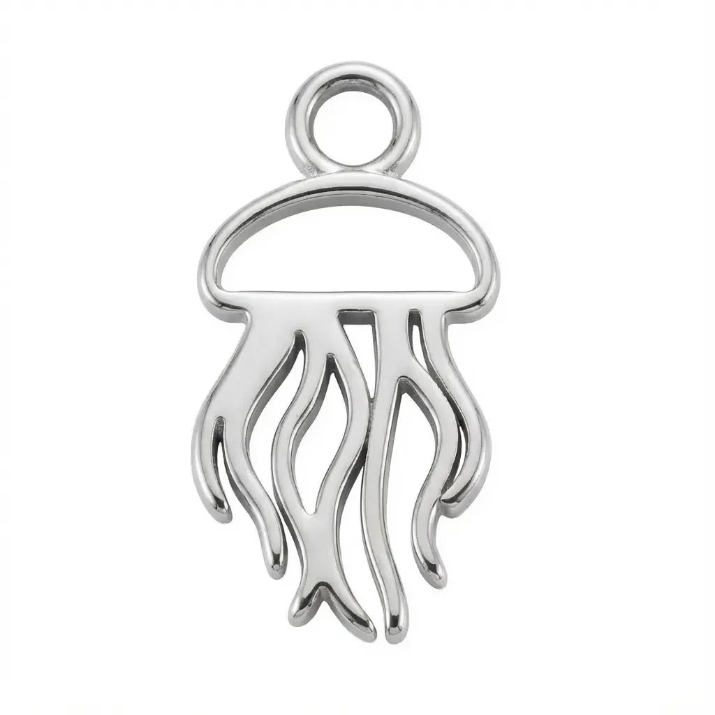 Charm Silver Jellyfish Animal Kids Charm HBD Silver Jellyfish Charm Add-On Charm for Necklaces & Bracelets - HBD