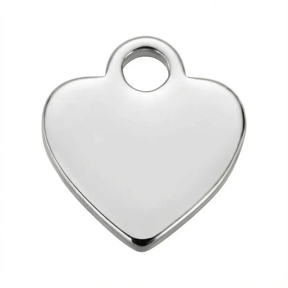 Solid Heart Charm Necklace & Bracelet, detail