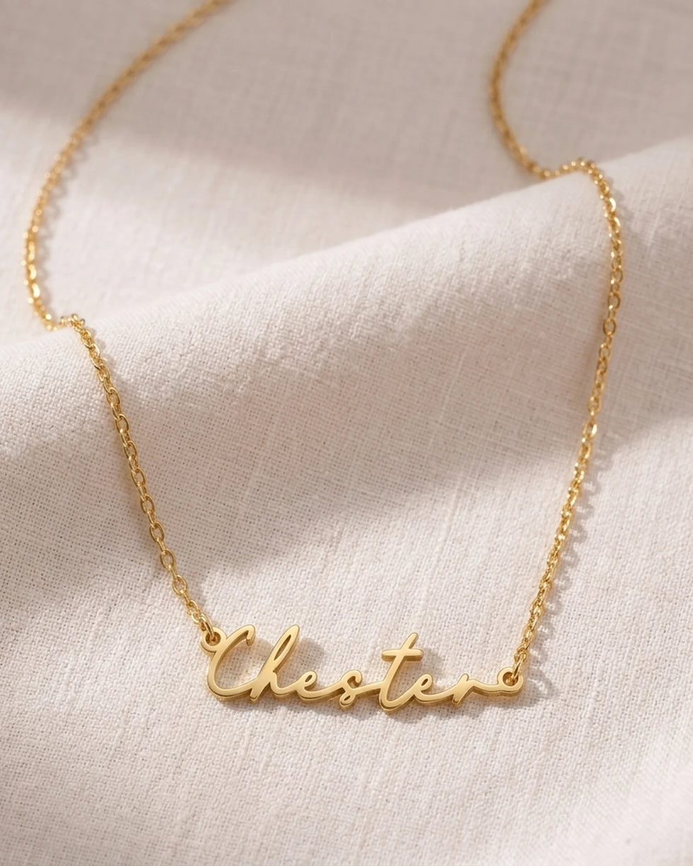 Chester Name Necklace | 18ct Gold, Silver & Vermeil | Ready to Ship