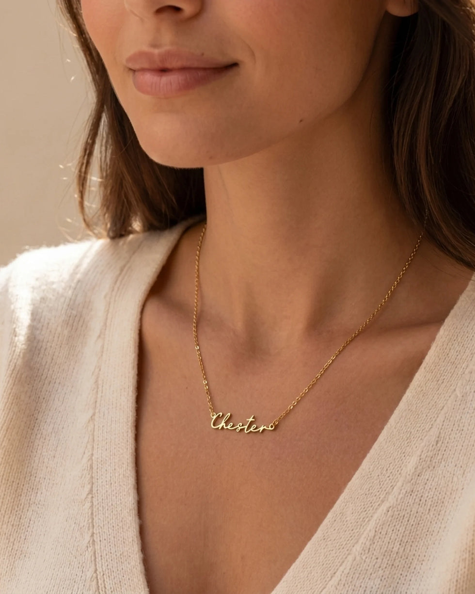 Chester Name Necklace | 18ct Gold, Silver & Vermeil | Ready to Ship