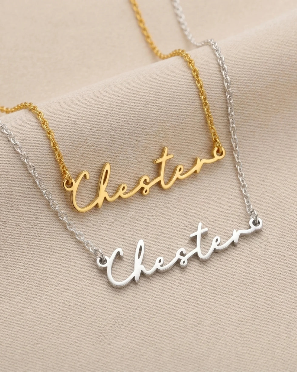Chester Name Necklace | 18ct Gold, Silver & Vermeil | Ready to Ship