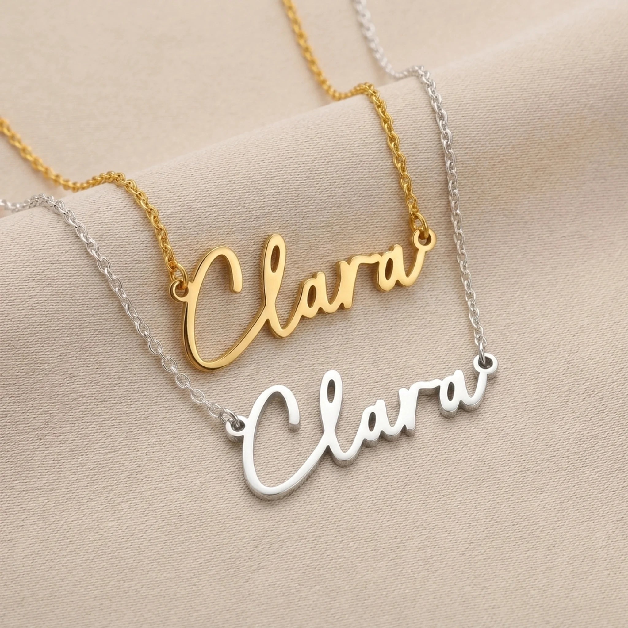 Clara Name Necklace | 18ct Gold, Silver & Vermeil | Ready to Ship