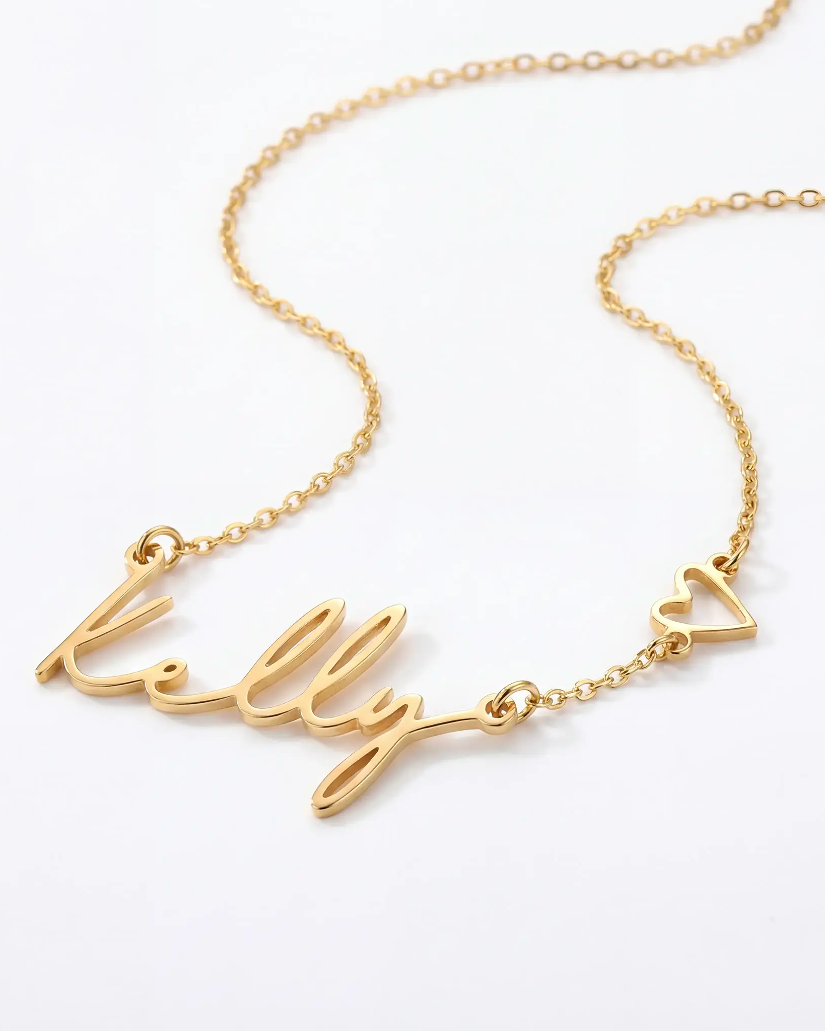 Personalised Name & Heart Necklace – Custom Gold, Silver & Vermeil Jewellery