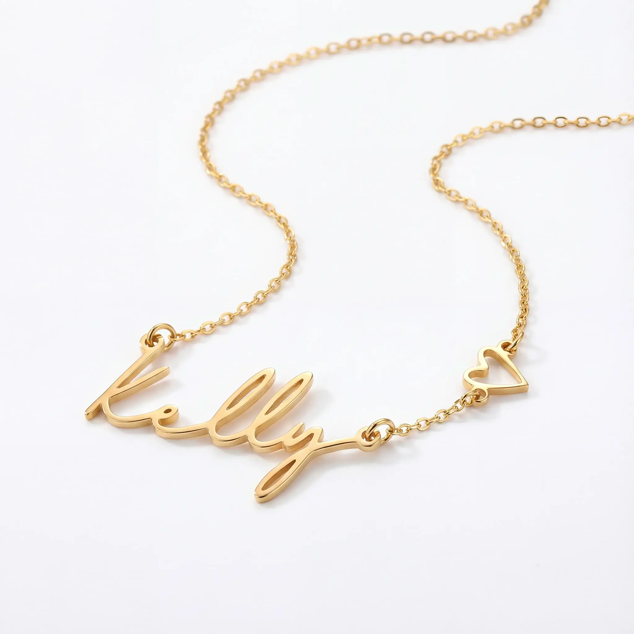 Personalised Name & Heart Necklace – Custom Gold, Silver & Vermeil Jewellery
