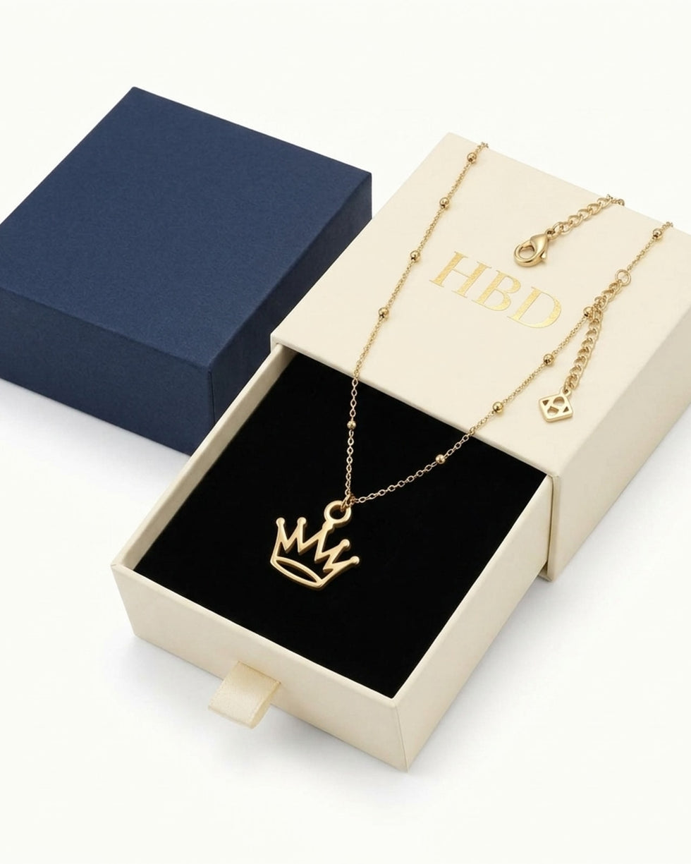 Crown Charm Necklace & Bracelet