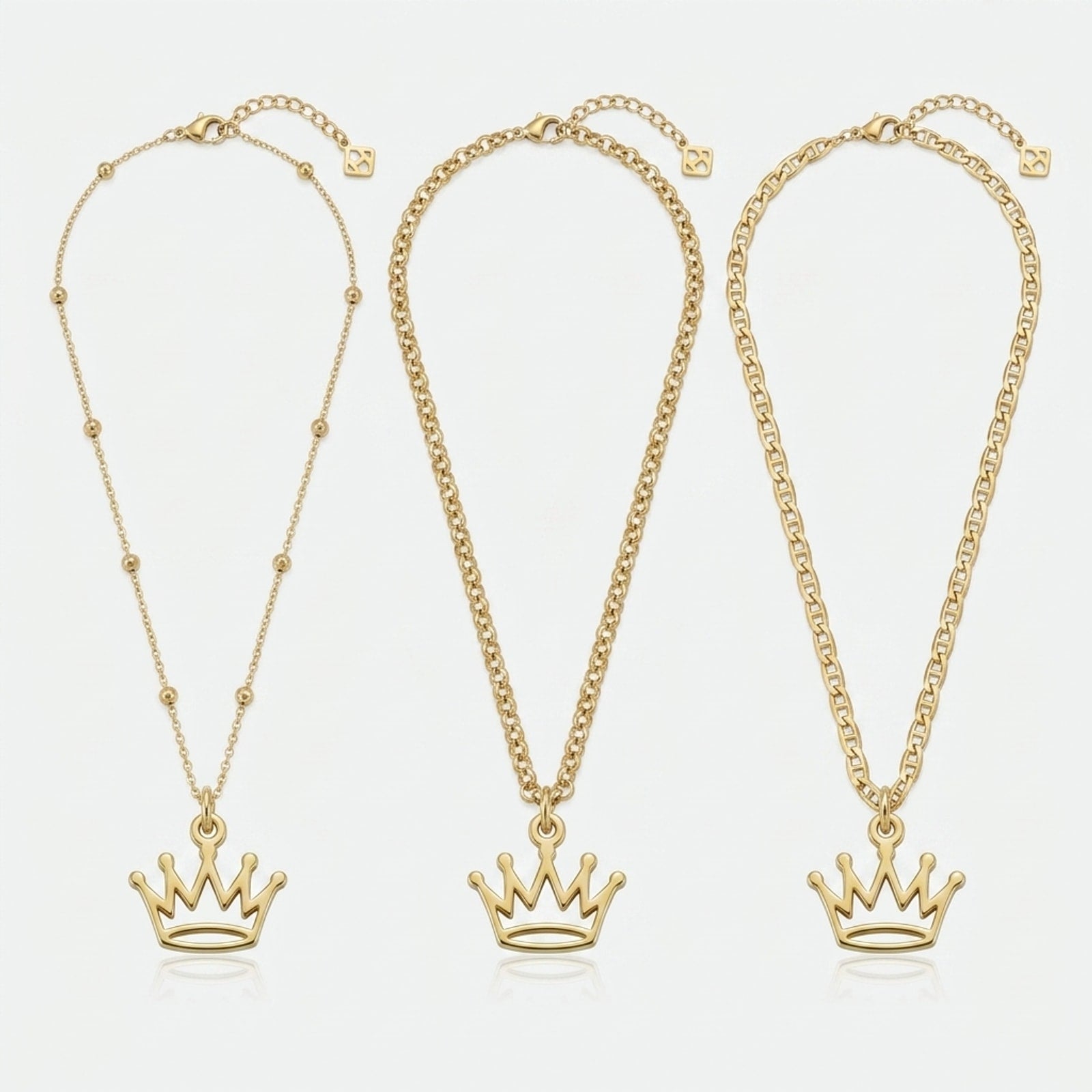 Crown Charm Necklace & Bracelet