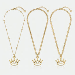 Crown Charm Necklace & Bracelet