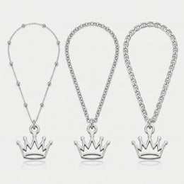 Crown Charm Necklace & Bracelet