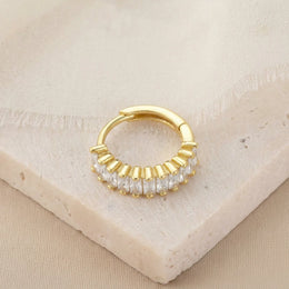 Baguette Huggie Hoop Earrings with Cubic Zirconia