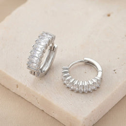 Baguette Huggie Hoop Earrings with Cubic Zirconia