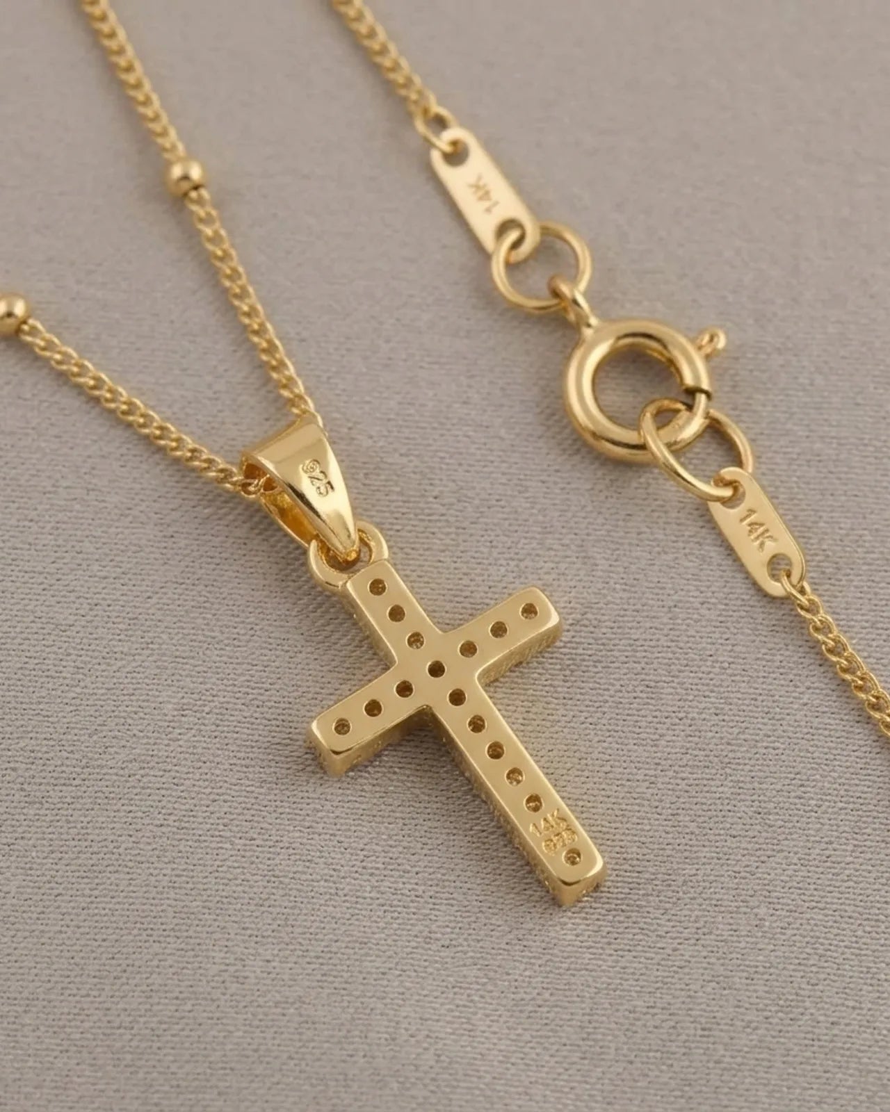 Cross Necklace in Gold or Silver - Dainty CZ Cross Pendant - 15" to 20" Chain