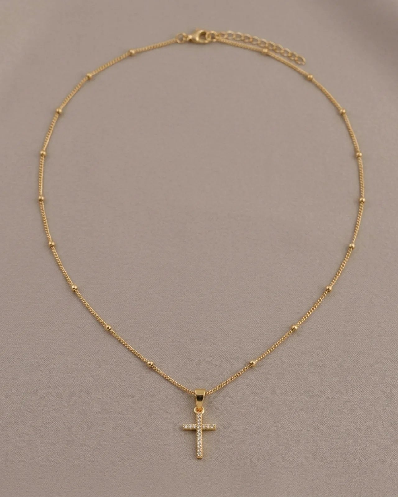 Cross Necklace in Gold or Silver - Dainty CZ Cross Pendant - 15" to 20" Chain