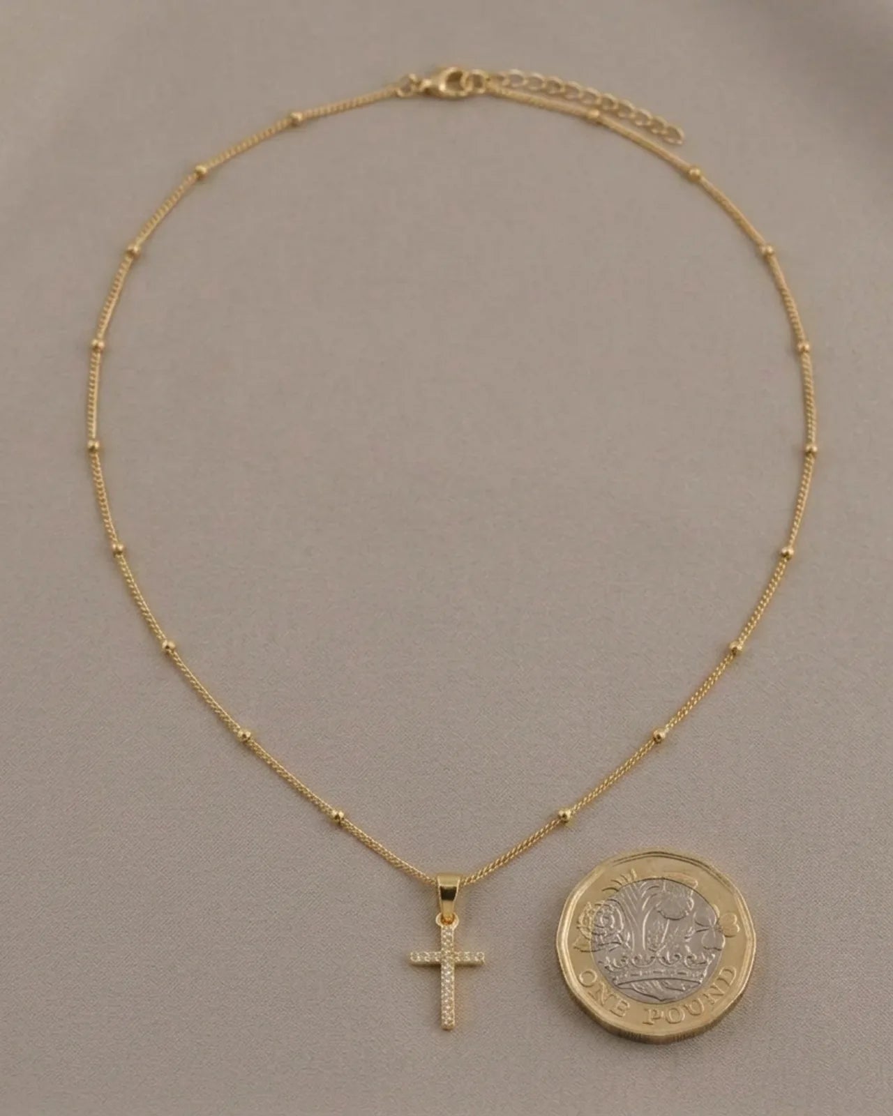 Cross Necklace in Gold or Silver - Dainty CZ Cross Pendant - 15" to 20" Chain