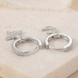 Moon & Star Huggie Hoop Earrings
