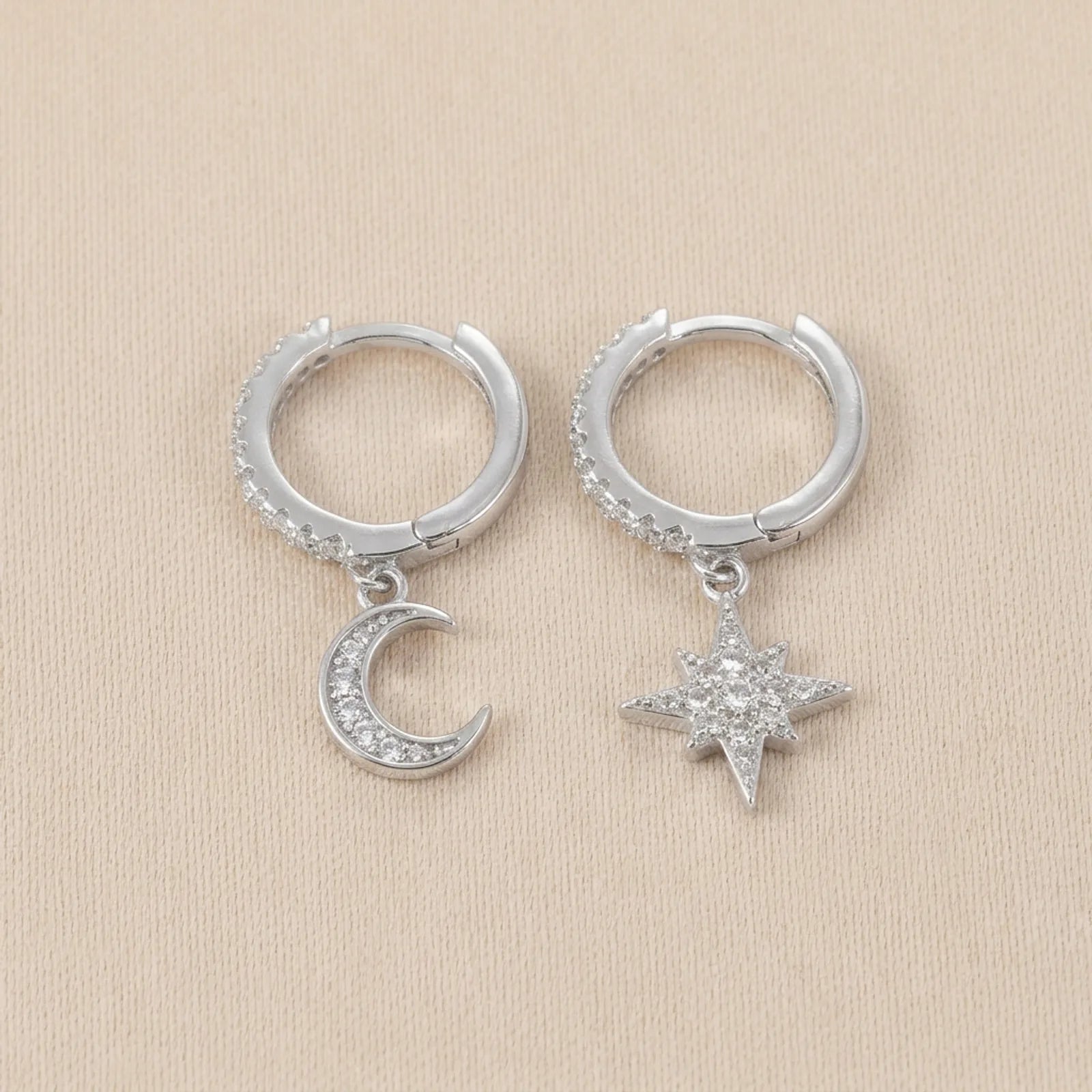 Moon & Star Huggie Hoop Earrings