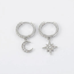 Moon & Star Huggie Hoop Earrings