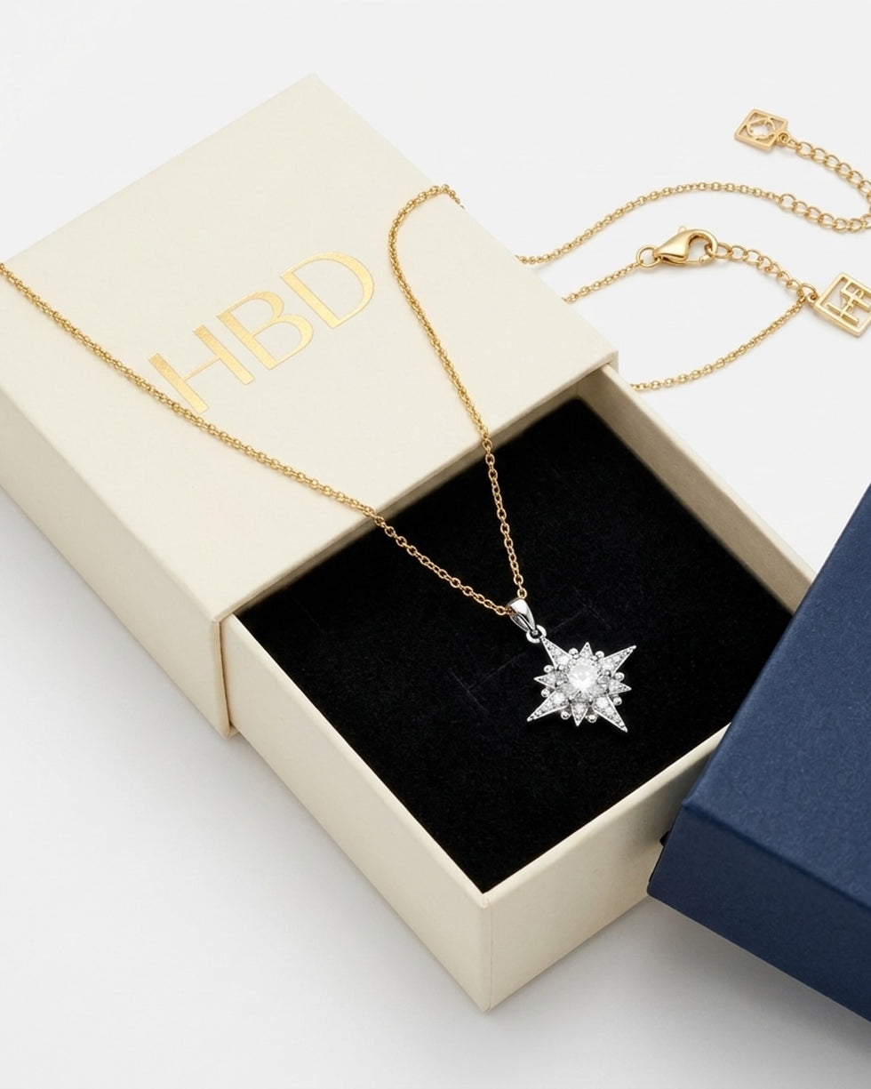 Cubic Zirconia Star Charm Necklace & Bracelet
