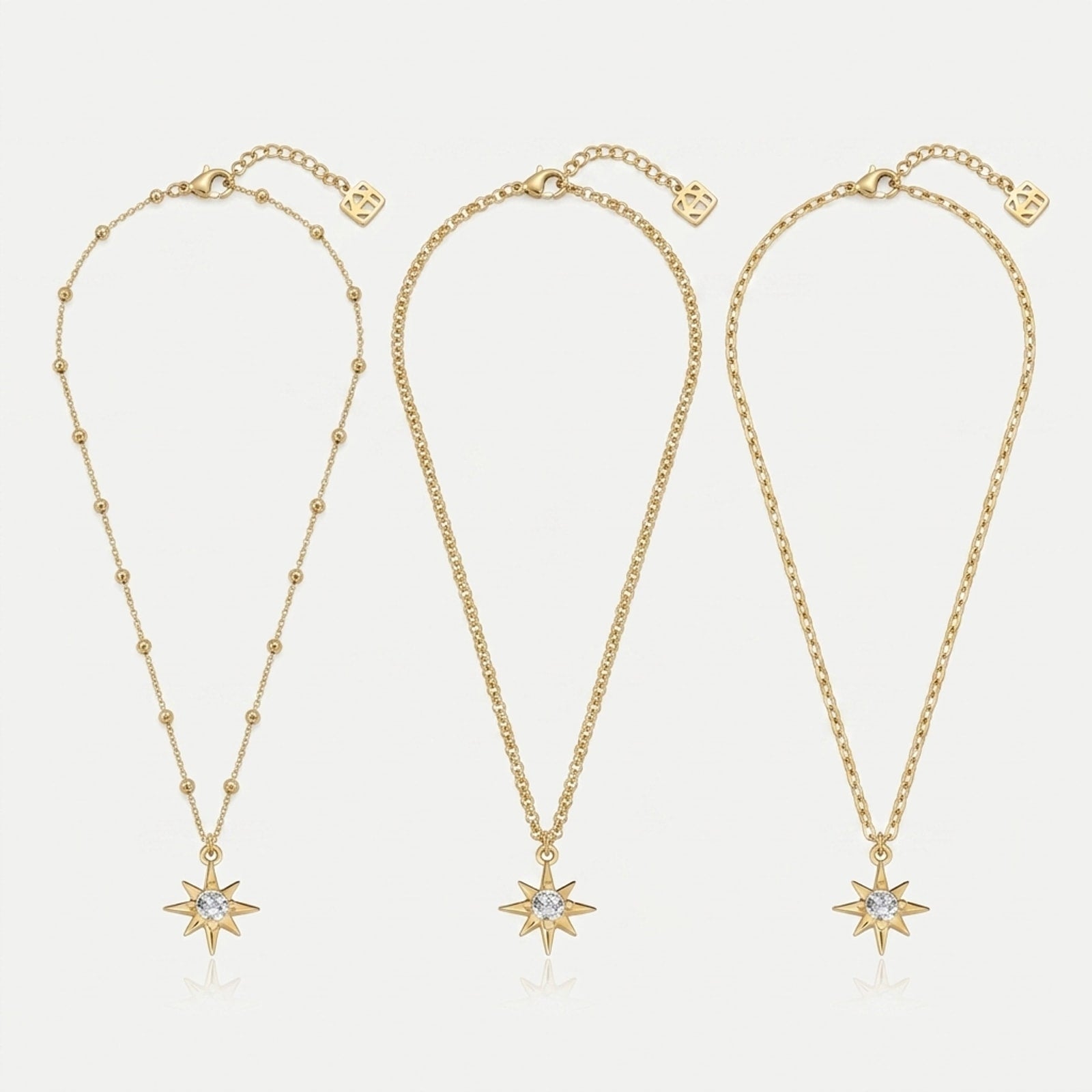 Cubic Zirconia Star Charm Necklace & Bracelet