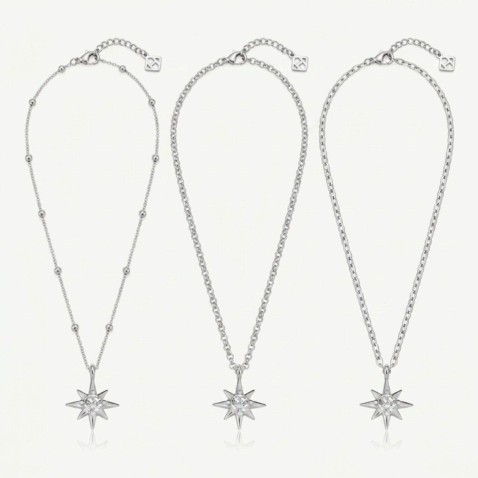Cubic Zirconia Star Charm Necklace & Bracelet