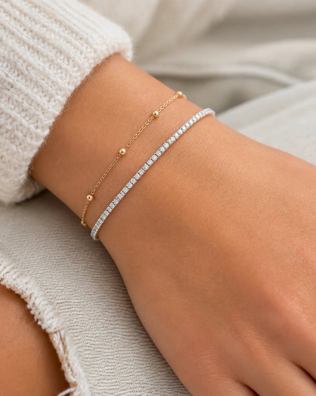 White Cubic Zirconia Tennis Bracelet in 925 Sterling Silver