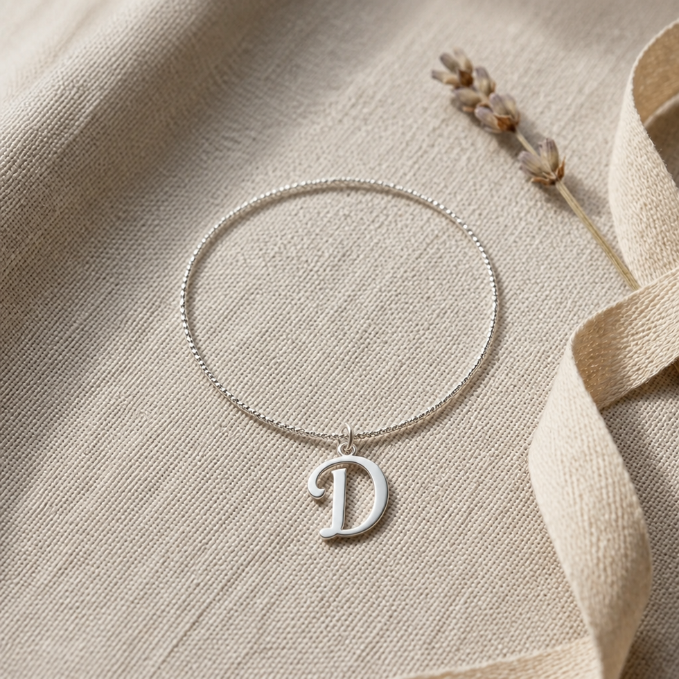 D Bracelet | Initial & Letter D Charm, Gold & Silver