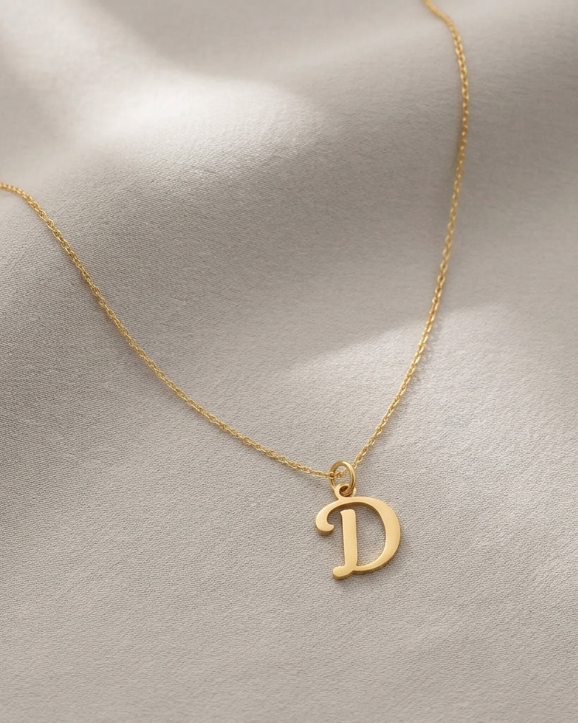 D Necklace | Initial & Letter D Pendant, Gold & Silver