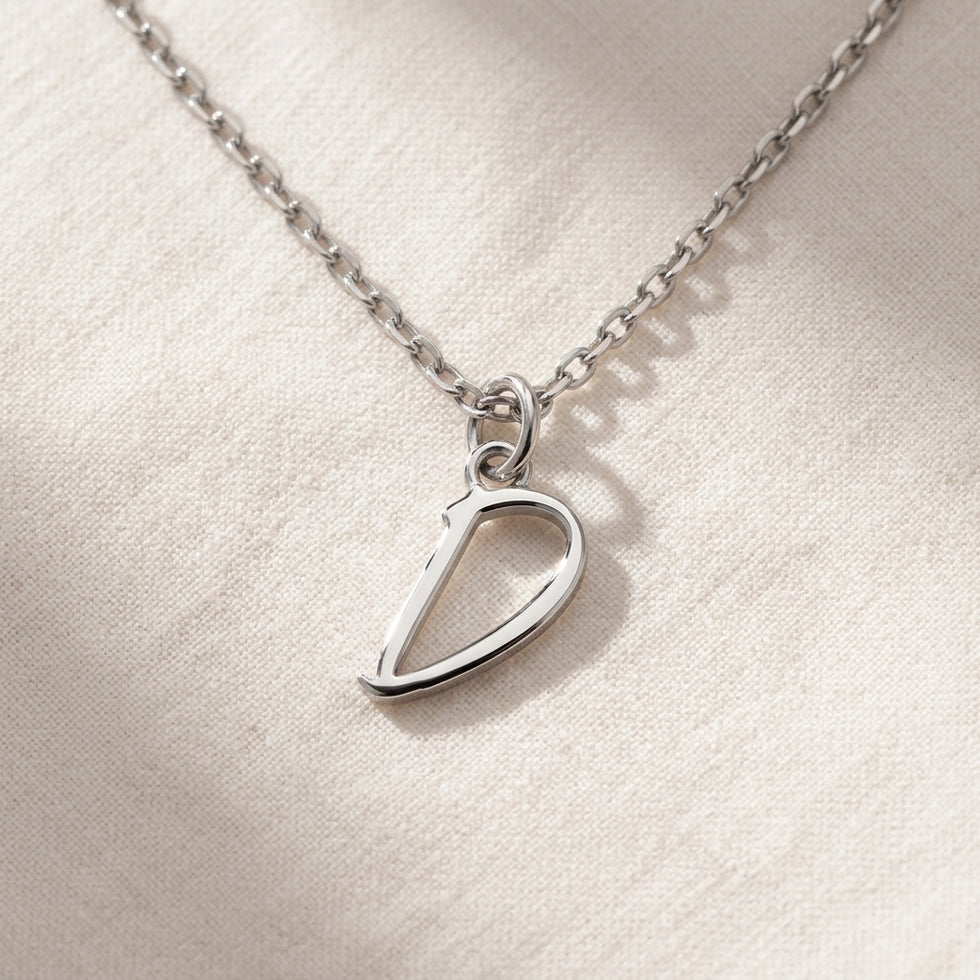 D Necklace | Initial & Letter D Pendant, Gold & Silver